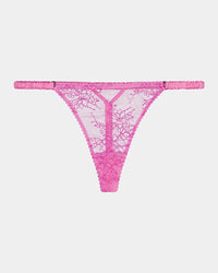 Sweetheart Thong in FUCHSIA PINK. Flat lay front view