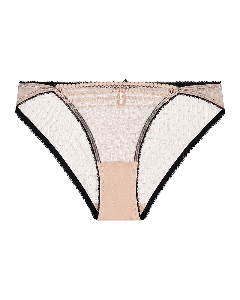 Kiki Bikini in LATTE/BLACK. Flat lay front view