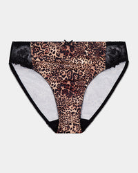 Violet Floral High Cut Brief in MYTHOS ANIMAL PRINT. Flat lay front view