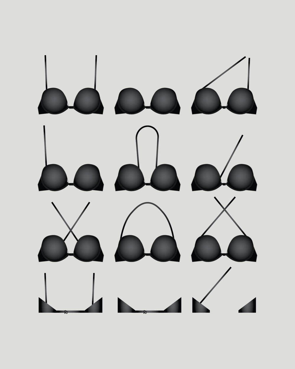 Infinity Multiway Convertible Bra in BLACK. Flat lay back view