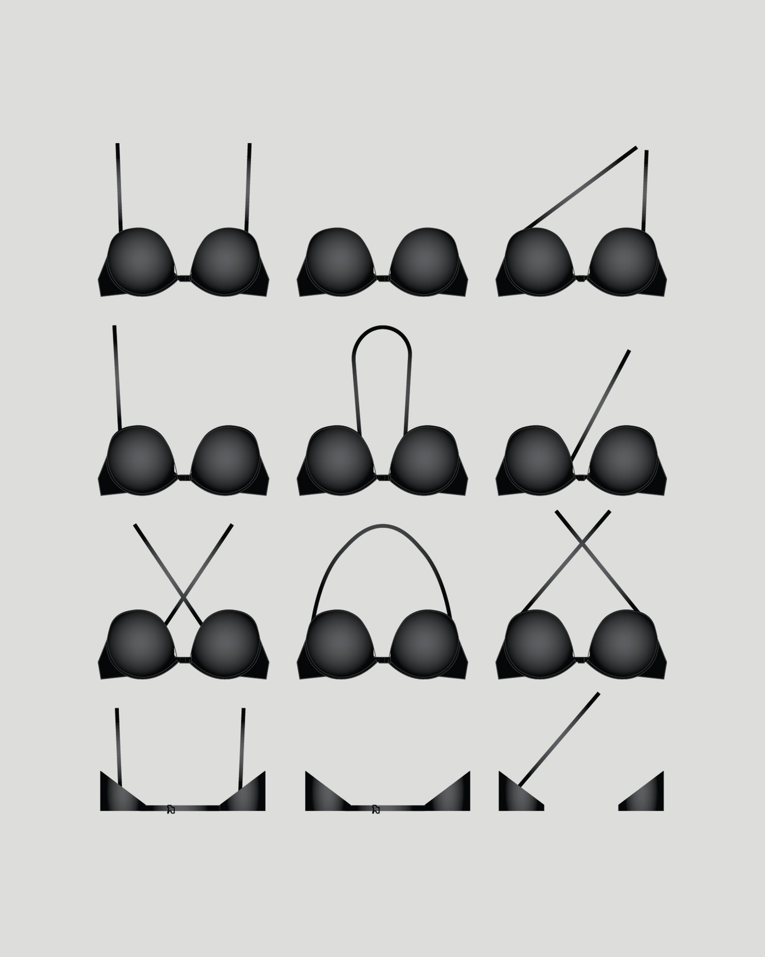 Infinity Multiway Convertible Bra in BLACK. Flat lay back view