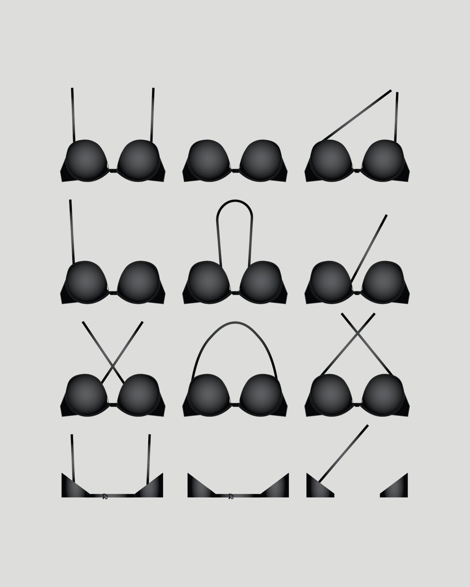 Infinity Multiway Convertible Bra in BLACK. Flat lay back view