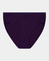 Body Cotton High Cut Brief in PURPLE VELVET. Flat lay front view