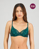 Model wears Lucille Underwire Bra in RAIN FOREST. On body front view