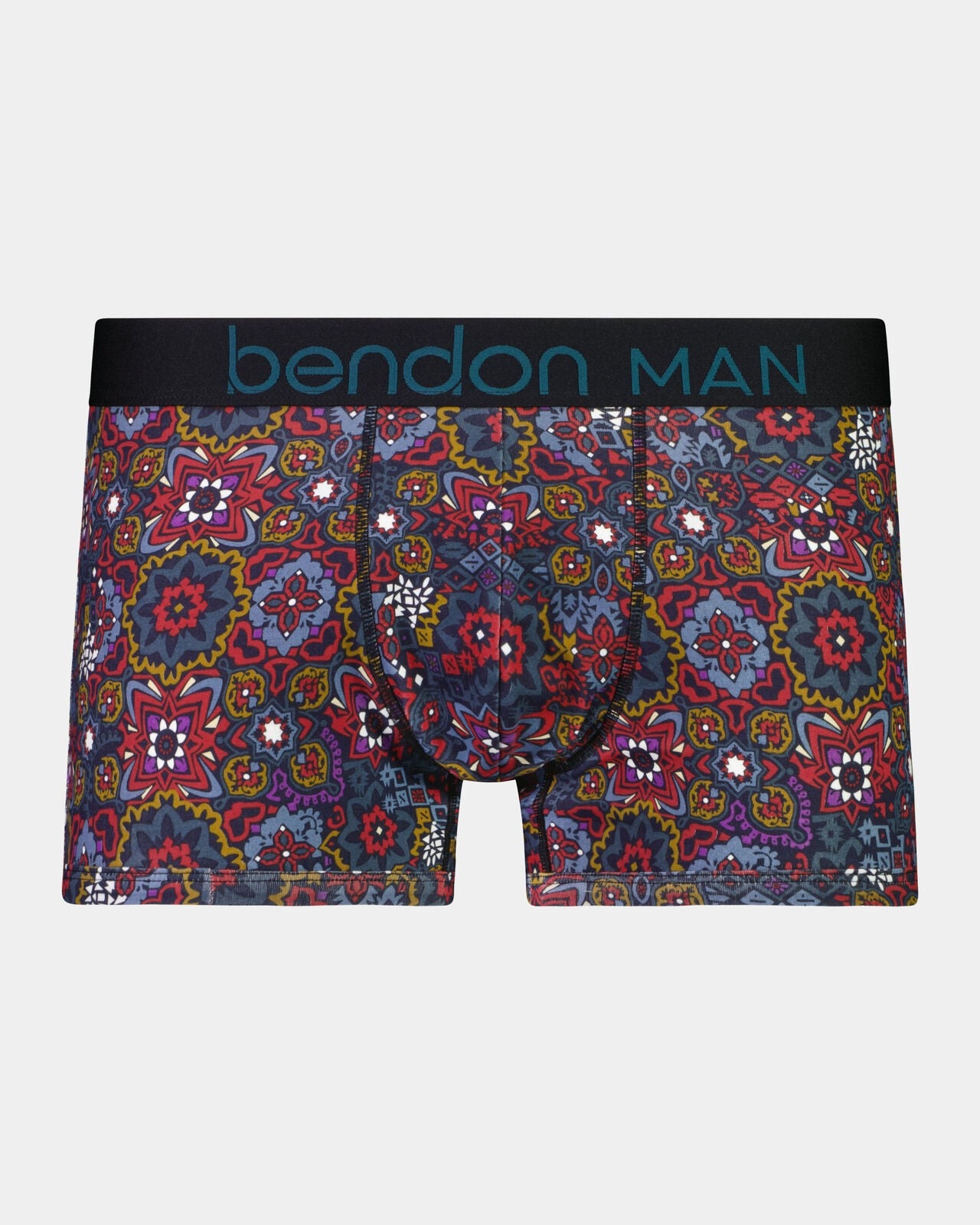 Retros Print Mens Trunk in GLOBAL TILE PRINT. Flat lay front view