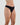 Model wears Stretch Cotton Thong in BLACK. On body side view