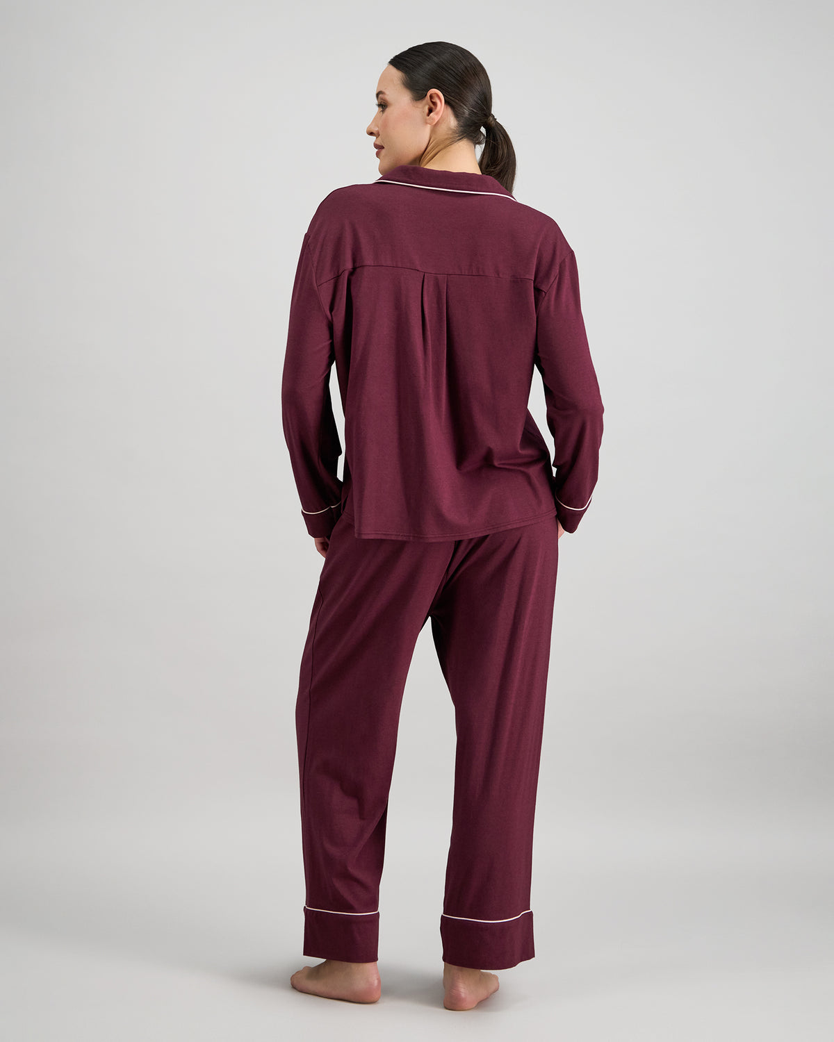 Model wears Dolce Long Pj in FIG. On body back view