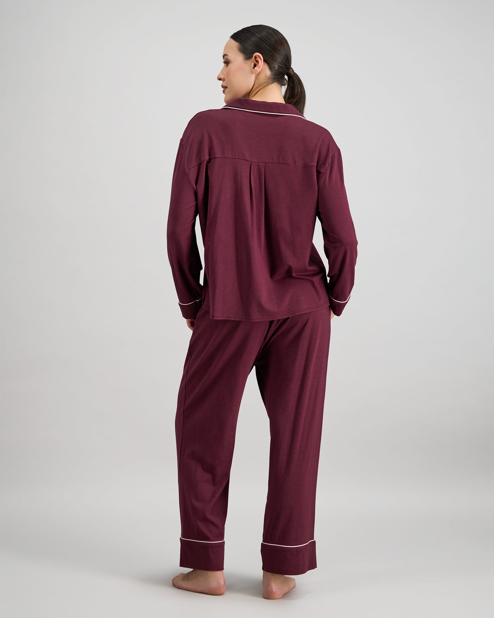 Model wears Dolce Long Pj in FIG. On body back view