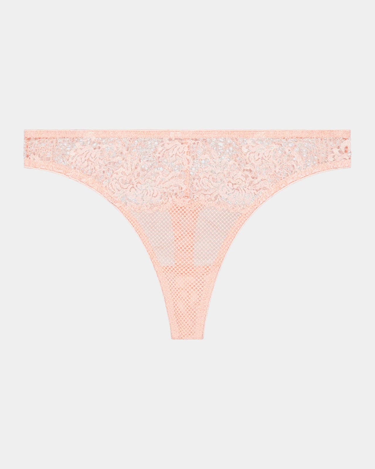 Adoration Thong in SILVER PINK. Flat lay front view