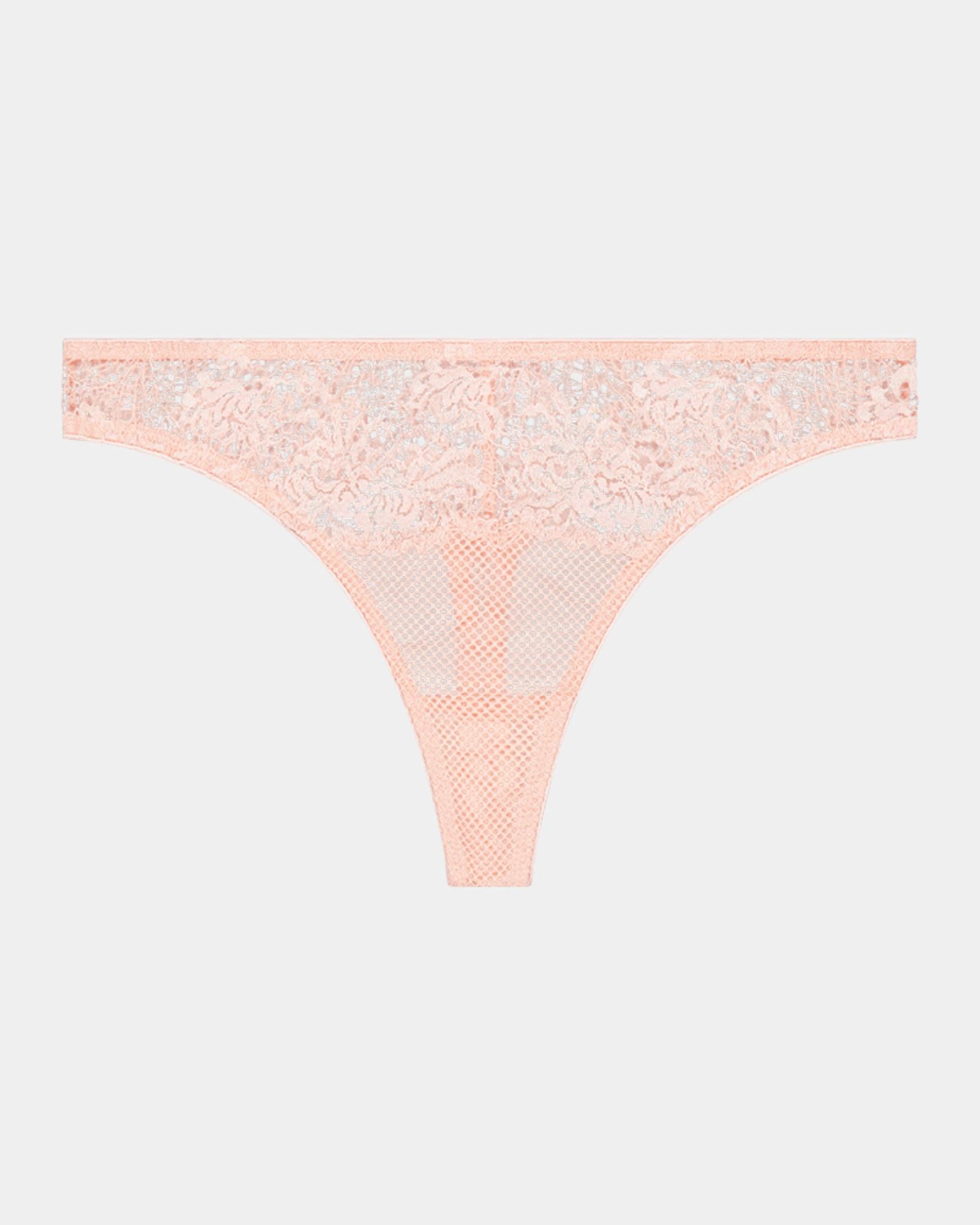 Adoration Thong in SILVER PINK. Flat lay front view