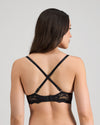 Model wears My Fit Lace Push Up Bra in BLACK. On body back view
