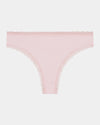 Stretch Cotton Thong in ICY PINK. Flat lay front view