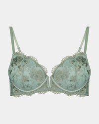Romilly Push Up Bra in ICEBERG GREEN. Flat lay front view