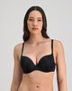 Model wears My Fit Smooth Push Up Bra in BLACK. On body front view