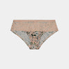 Rosemary Bikini in PEACHY PINK PRINT. Flat lay front view