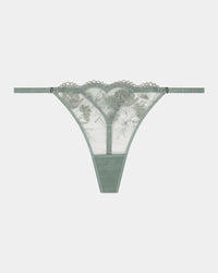 Romilly Thong in ICEBERG GREEN. Flat lay front view