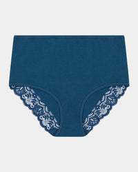 Cotton And Lace Full Brief in REFLECTING POND. Flat lay front view