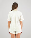 Model wears Holly Short PJ in IVORY. On body back view