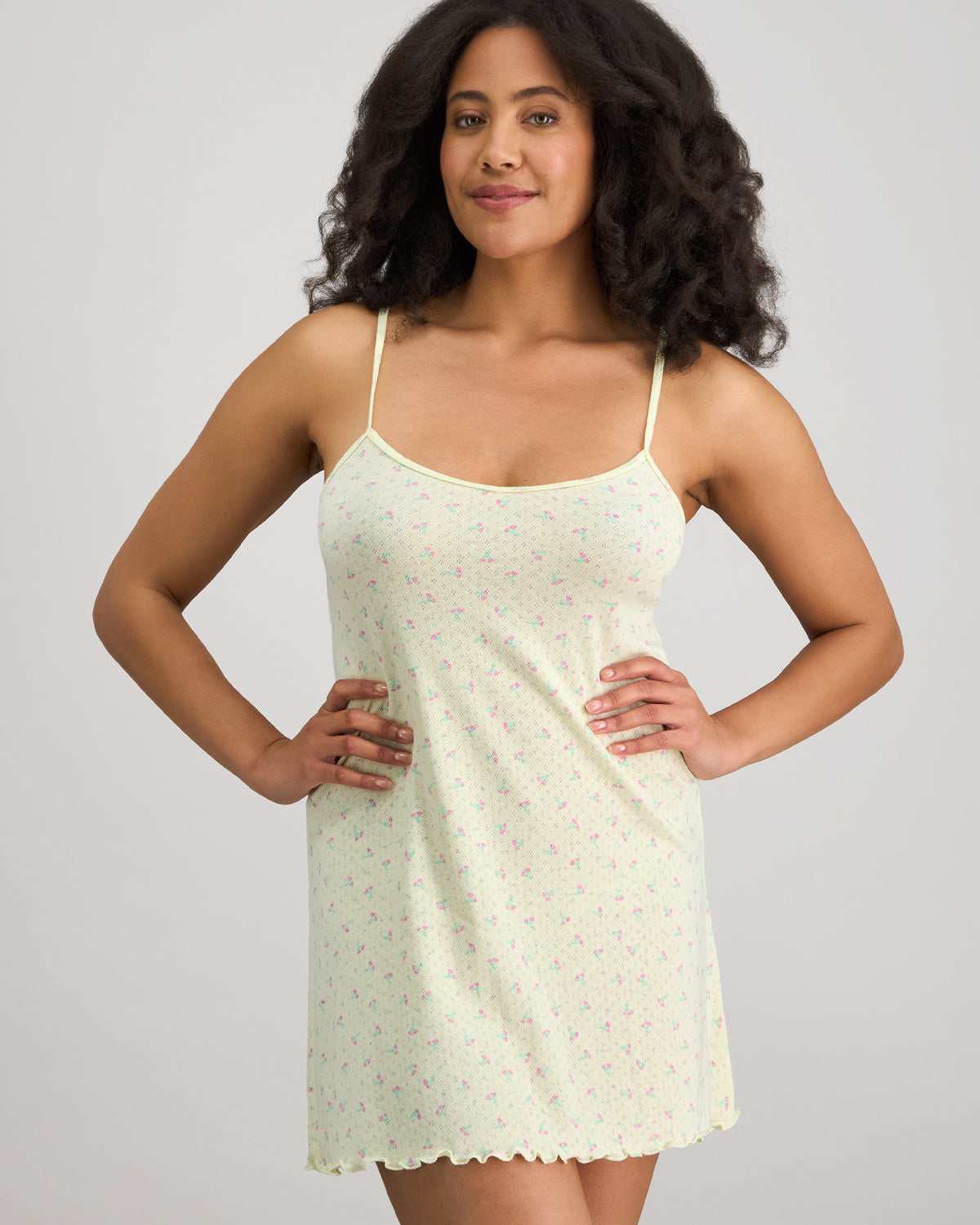 Smoothie Chemise in TRANSPARENT YELLOW. Flat lay back view