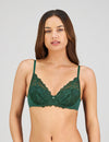 Model wears Embrace Contour Bra in RAIN FOREST. On body front view
