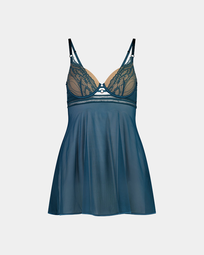 Ava Rose Babydoll in MEDITERRANEA. Flat lay front view