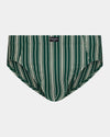 Cotton Stretch Mens Brief in RAIN FOREST STRIPE. Flat lay front view