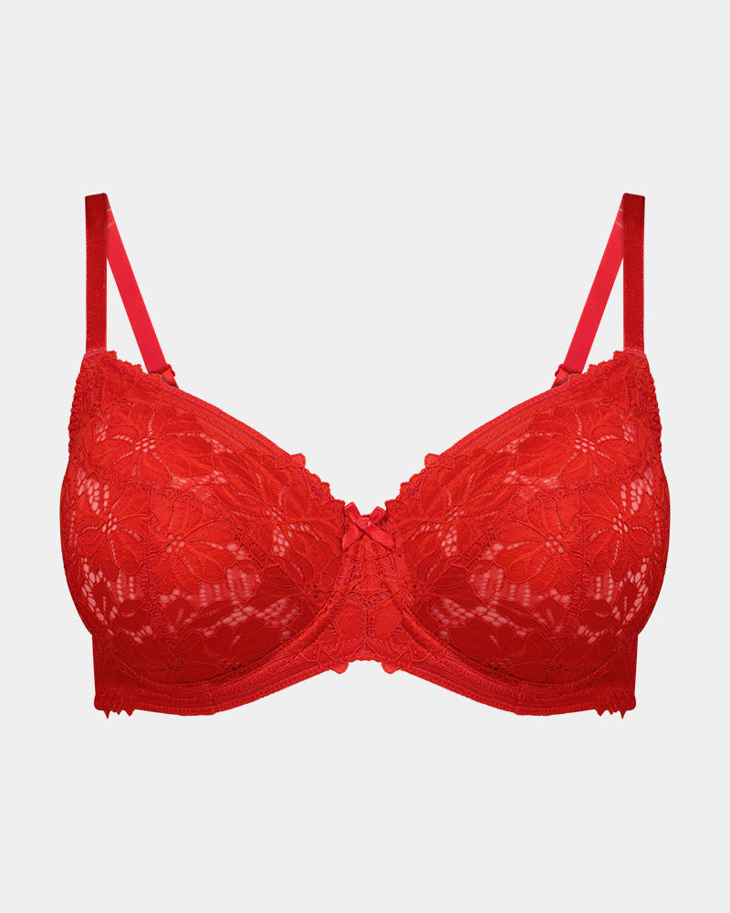 Alison Underwire Bra in SALSA. Flat lay front view