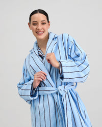 Riviera Robe in COOL BLUE. Flat lay back view