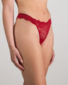 My Fit Lace Thong in JESTER RED. Flat lay back view