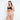 Model wears Medium Control Thong in CARAMEL. On body front view