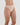Model wears Seamless Soft High Cut Brief in LATTE. On body side view
