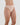 Model wears Seamless Soft High Cut Brief in LATTE. On body side view