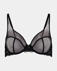Lace Impact Underwire Bra in BLACK. Flat lay front view