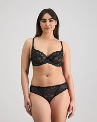 Juniper Underwire Bra in BLACK. Flat lay back view
