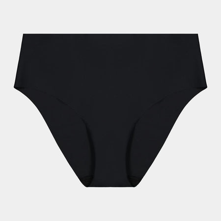 No Show Bikini in BLACK. Flat lay front view