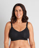 Model wears Comfit Collection Wire Free Bra in BLACK. On body front view