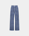 Cosy Flannel Long PJ Pant in BLUE CHECK. Flat lay front view
