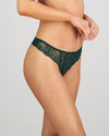 Model wears Sofia Thong in RAIN FOREST. On body side view