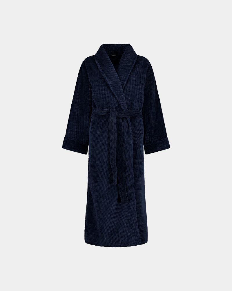 Cardrona Robe in NAVY BLAZER. Flat lay front view