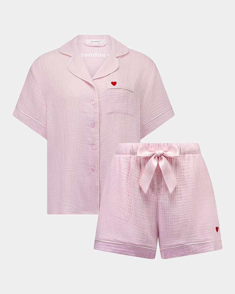 Bonbon Short Pj in PALE LILAC. Flat lay front view