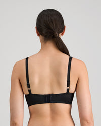 Model wears Damask Contour Bra in BLACK. On body back view