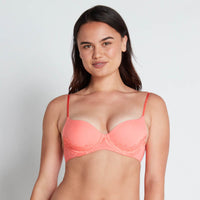 Model wears Simply Me Contour Bra in SHELL PINK. On body front view