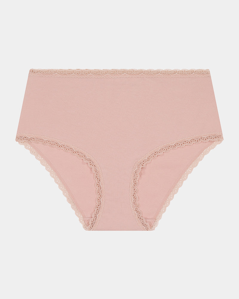 Stretch Cotton Full Brief in LATTE. Flat lay front view