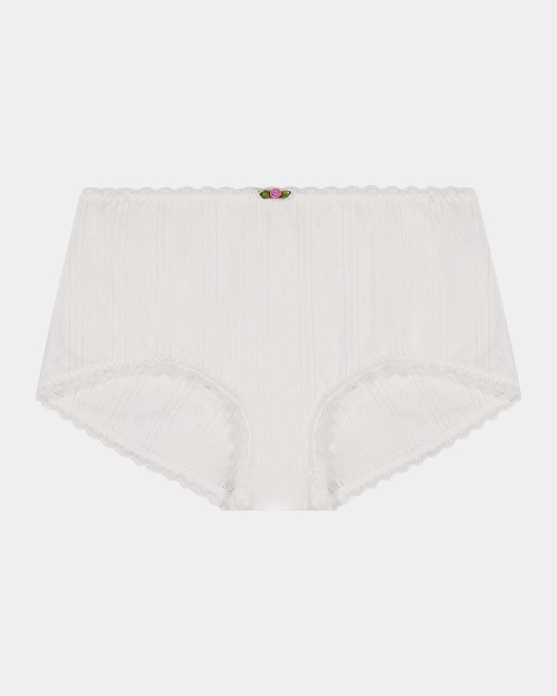 Body Cocoon Boyshort in WHITE. Flat lay front view