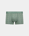 Retros Print Mens Trunk in DITZY LEAF PRINT. Flat lay front view