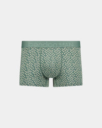 Retros Print Mens Trunk in DITZY LEAF PRINT. Flat lay front view