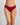 Model wears No Show Bikini in BIKING RED. On body front view