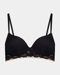 Delightfully Smooth Contour Bra in BLACK. Flat lay front view