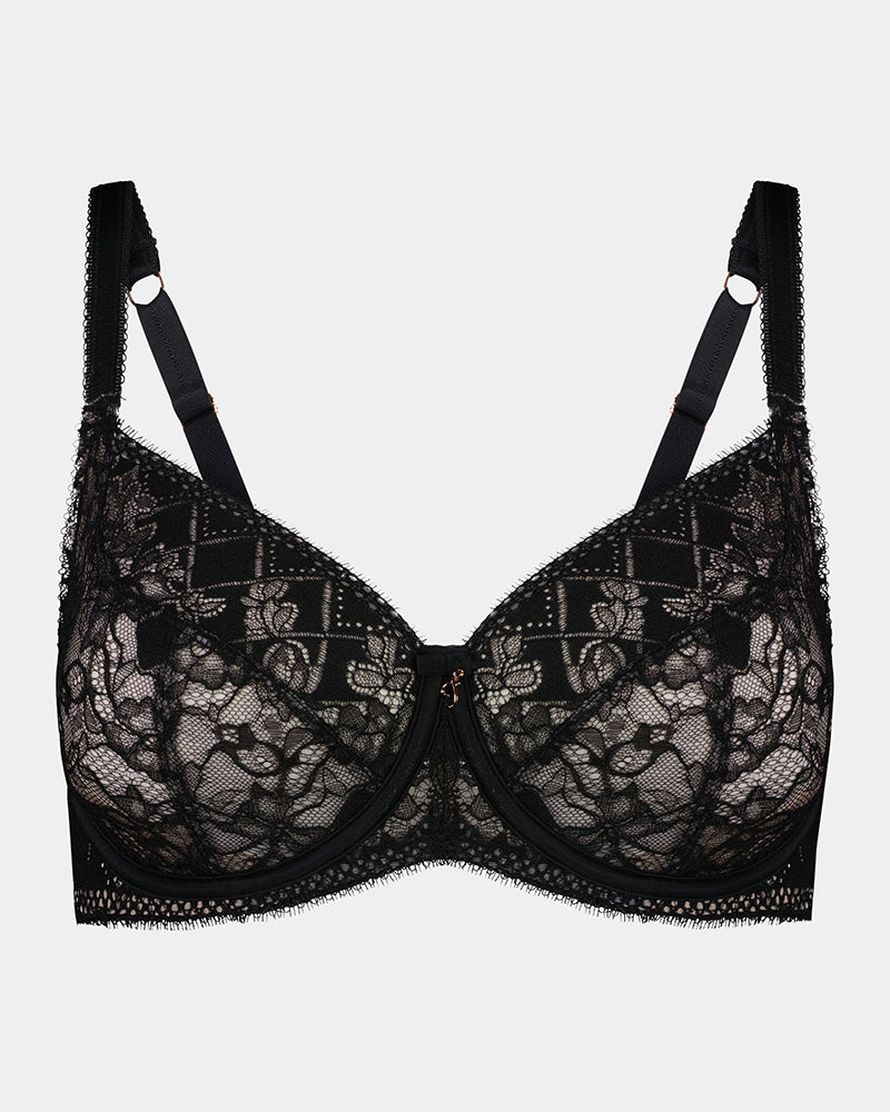 Daring Underwire Bra in BLACK. Flat lay front view