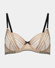 Kiki Underwire Bra in LATTE/BLACK. Flat lay front view